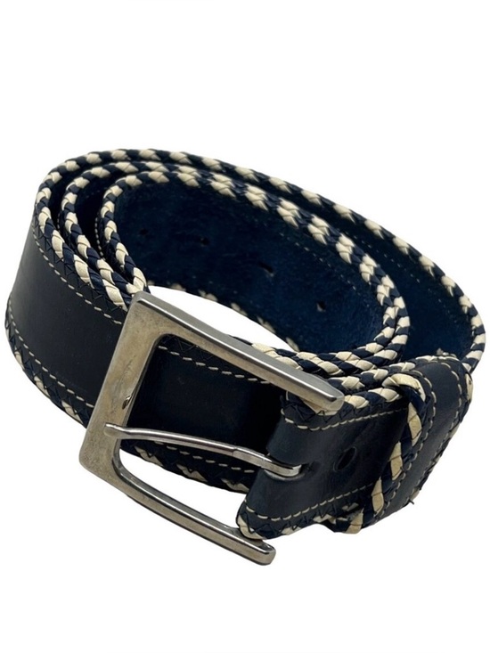 Naked Leather Other - Naked Leather Belt Size 36 Blue White Silver Tone Buckle